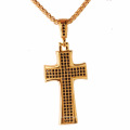 Fashion Brass Charms Cross Pendants Necklace With Zircon Micro Inlay